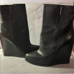 Sleek Black Wedge Heeled Boots for Women by Madonna
